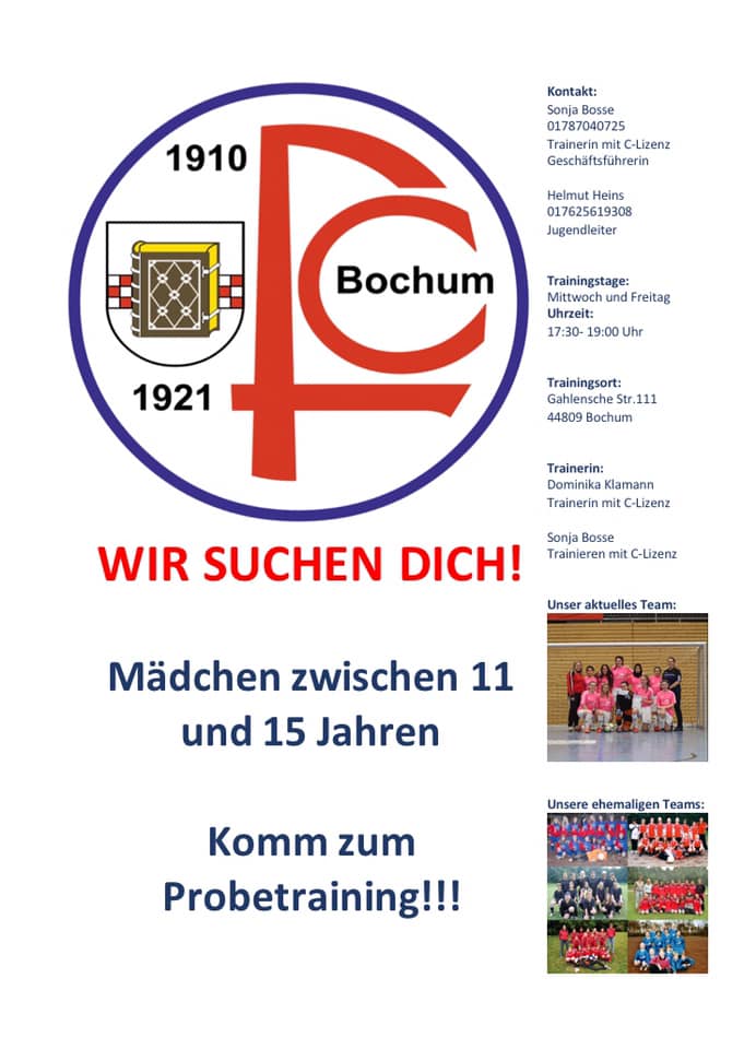 Der FC Bochum sucht Spielerinnen für die Mädchenmannschaft